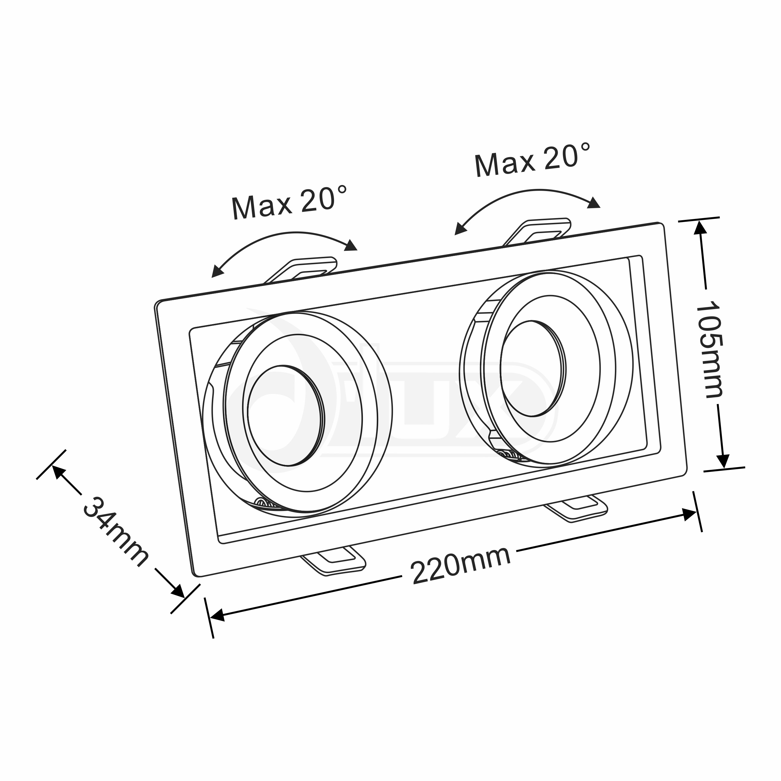 BEZZ 12-2 Recessed Ceiling Luminaires Dlux Multi-Head Recess Ceiling